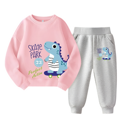 Autumn Children Boy Clothes Set Kid Girls Dinosaur Printed Sweatshirts Pullover Top & Pants Bottom 2pcs Outfits Baby Tracksuits