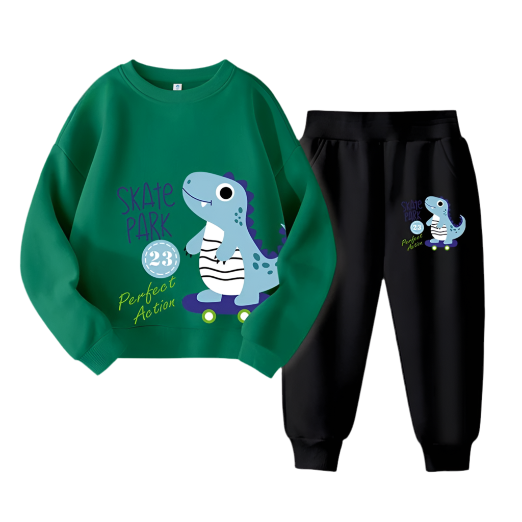 Autumn Children Boy Clothes Set Kid Girls Dinosaur Printed Sweatshirts Pullover Top & Pants Bottom 2pcs Outfits Baby Tracksuits