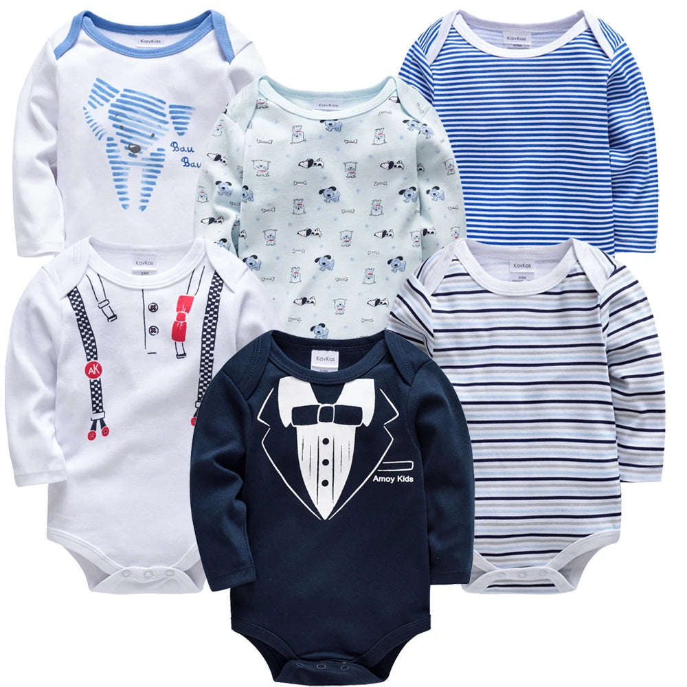 Baby Bodysuit Pack 3 100% Cotton Cartoon Print Long Sleeve