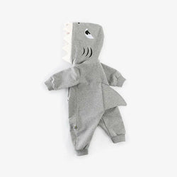 Newborn 🦈 Long Sleeve Hooded Playsuit