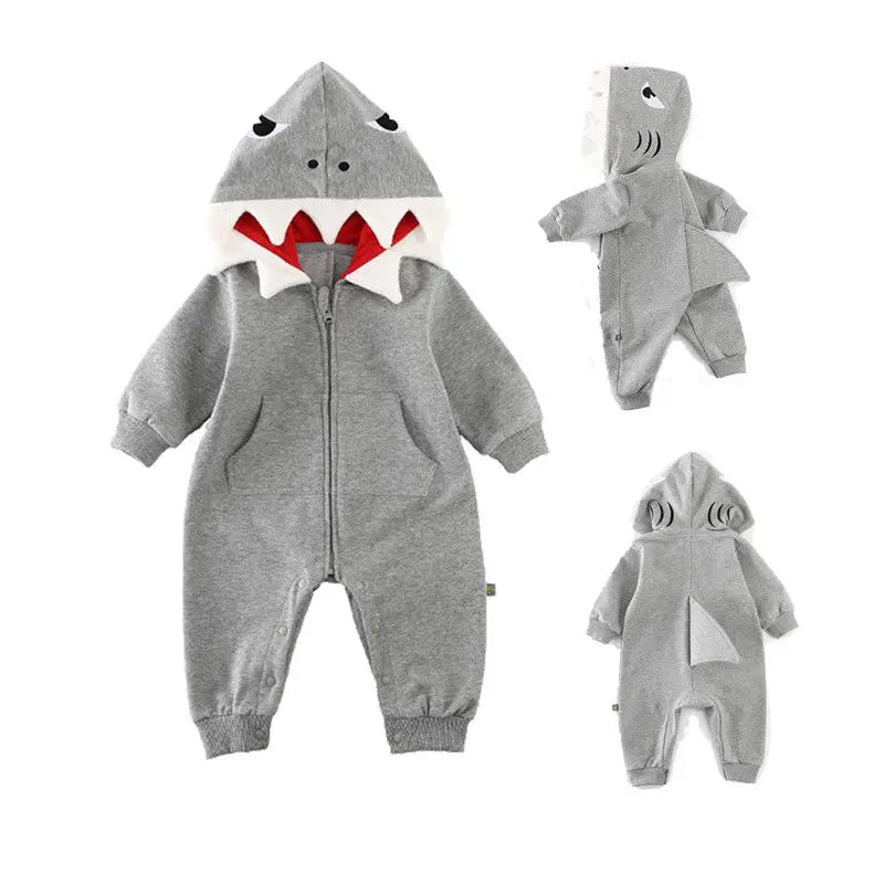 Newborn 🦈 Long Sleeve Hooded Playsuit