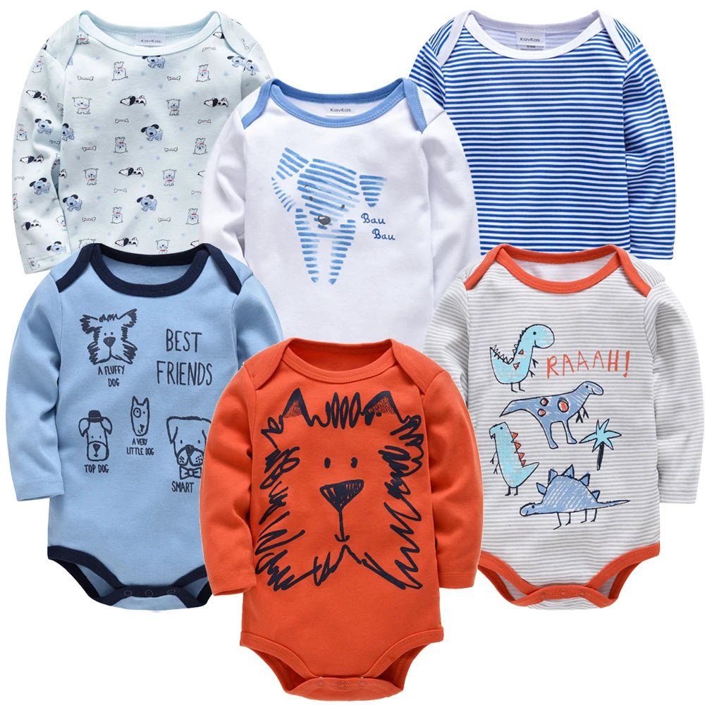 Baby Bodysuit Pack 3 100% Cotton Cartoon Print Long Sleeve