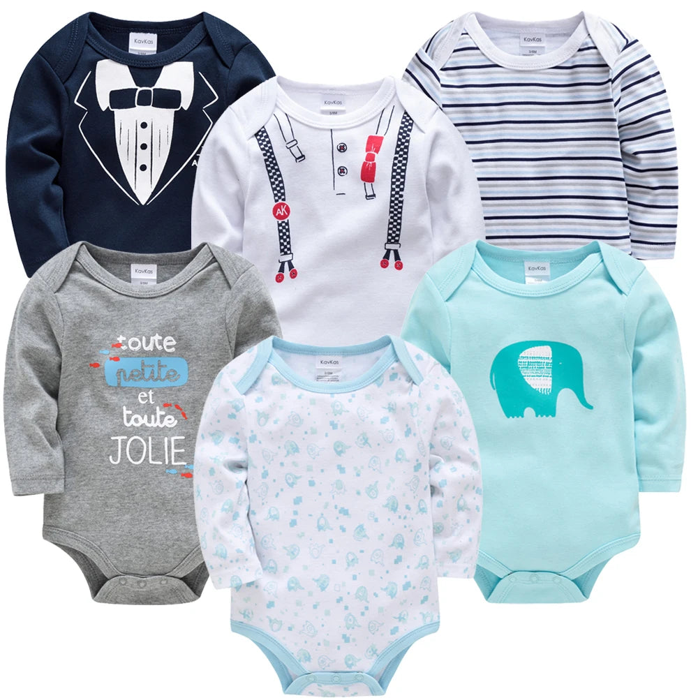 Baby Bodysuit Pack 3 100% Cotton Cartoon Print Long Sleeve