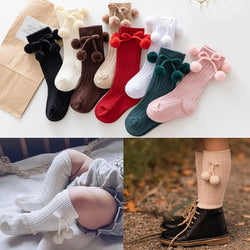 Baby Girls Cute Ball Knee High Socks Toddler Tube Sweet Style Princess Socks For Kids Knitted Sock Leg Warmer 0-3Years