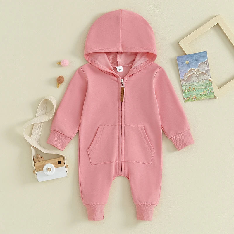 Baby Zipper Hooded Jumpsuit