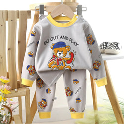 Warm Cotton Pajamas T-Shirt Tops + Pants Sleepwear Sets