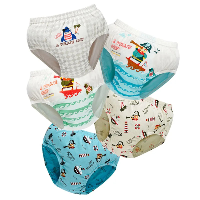 5 Pieces Set Kids Underwear Boys Knickers Breathable Cotton Children Panties Dinosaur Cartoon Pattern Briefs For Boys 2-14 Years