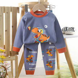 Warm Cotton Pajamas T-Shirt Tops + Pants Sleepwear Sets