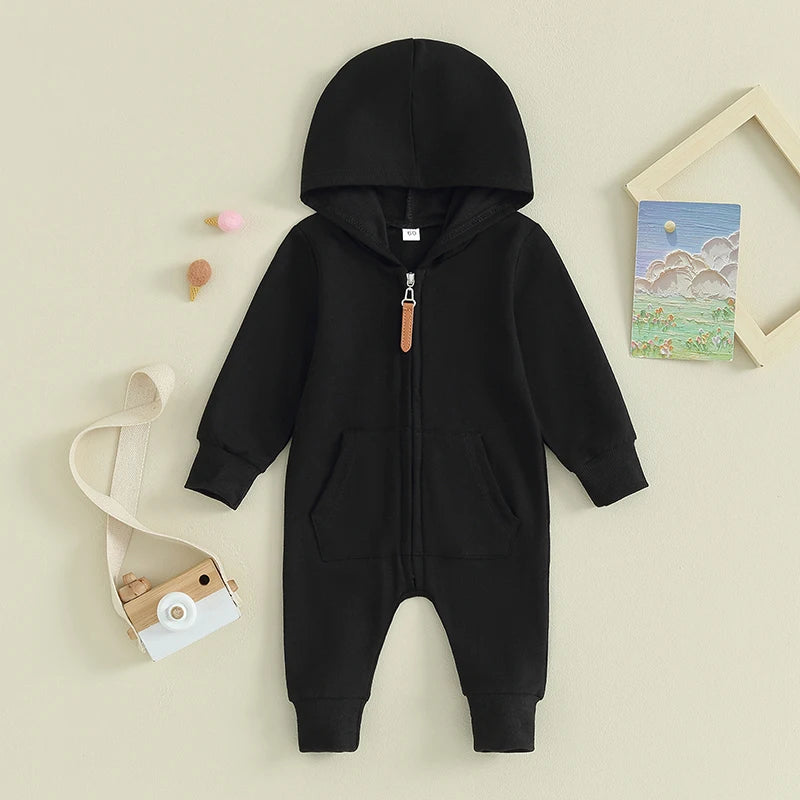 Baby Zipper Hooded Jumpsuit