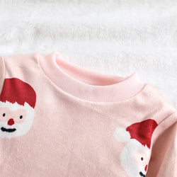 Toddler Girls Winter Hoodie Cute Reindeer Patterned Pullover Sweatshirt with Long Sleeves and Ribbed Crew Neck