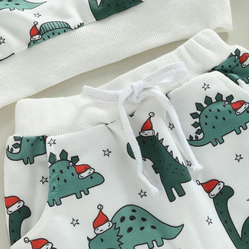 Infant 2-Piece Christmas Costume Adorable Reindeer Print Sweater and Pants Set for Baby Boy or Girl