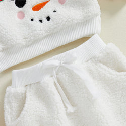 Toddler Baby Girls Fall Winter Outfits Snowman Pattern Long Sleeve Sweatshirt and Elastic Pants 2 Piece Sets Infants Clothes