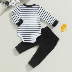 Newborn Baby Boy Pant Sets Spring Autumn Clothes Long Sleeve Striped Bodysuit and Pants Set Infant Baby Items Clothing