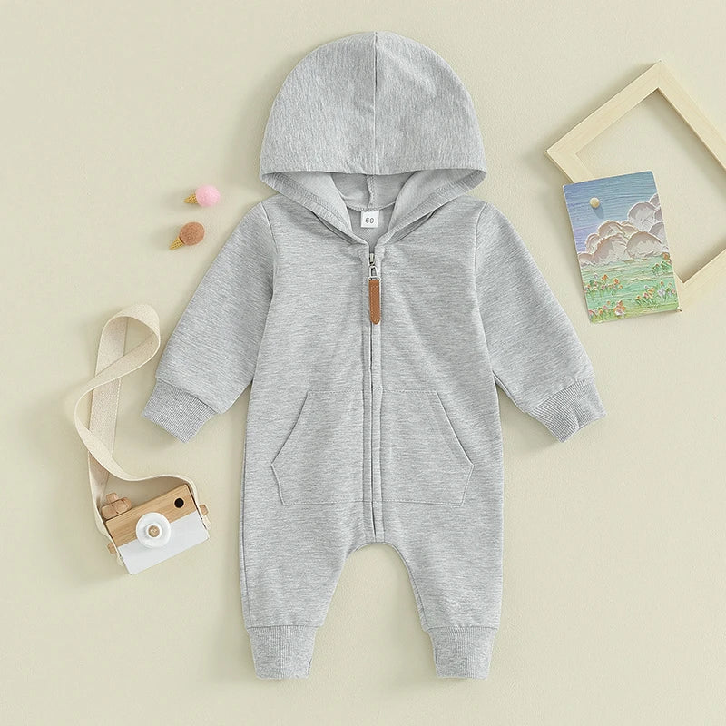 Baby Zipper Hooded Jumpsuit