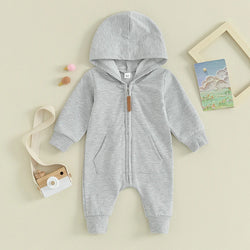 Baby Zipper Hooded Jumpsuit