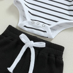 Newborn Baby Boy Pant Sets Spring Autumn Clothes Long Sleeve Striped Bodysuit and Pants Set Infant Baby Items Clothing