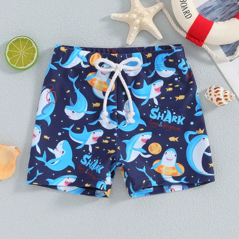 Toddler Boys Swim Trunks Shark Print Elastic Waist Swim Shorts Little Boys Bathing Suit Swimsuit Toddler Boy Swimwear