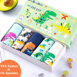 5 Pieces Set Kids Underwear Boys Knickers Breathable Cotton Children Panties Dinosaur Cartoon Pattern Briefs For Boys 2-14 Years